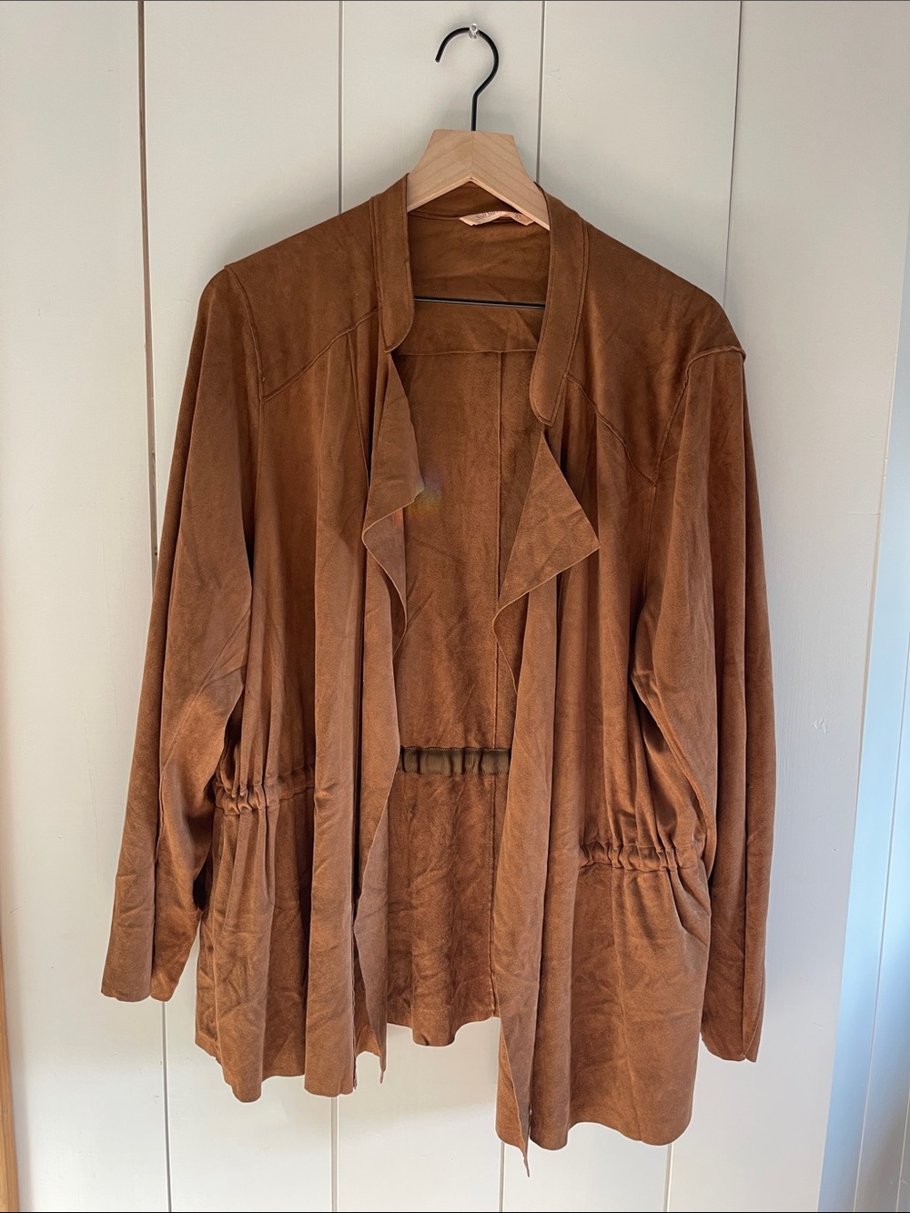 Soft surroundings 2XL Women’s Lightweight Suede-Look Open Front Jacket - Brown